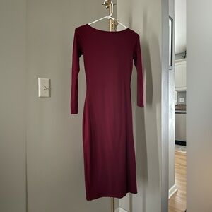 Wild Fable Burgundy Long Sleeve Midi Dress — XS (Fits Small)